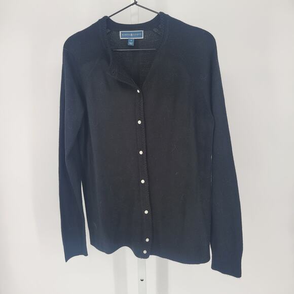 Karen Scott Womens Sz S Button Front Knit Cardigan Sweater Solid Black - Picture 1 of 4